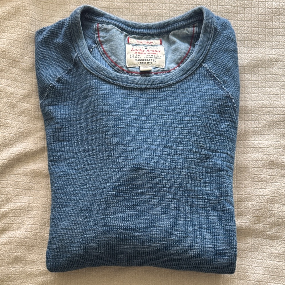 Lucky Brand Men's Textured Blue Crewneck Sweater size M